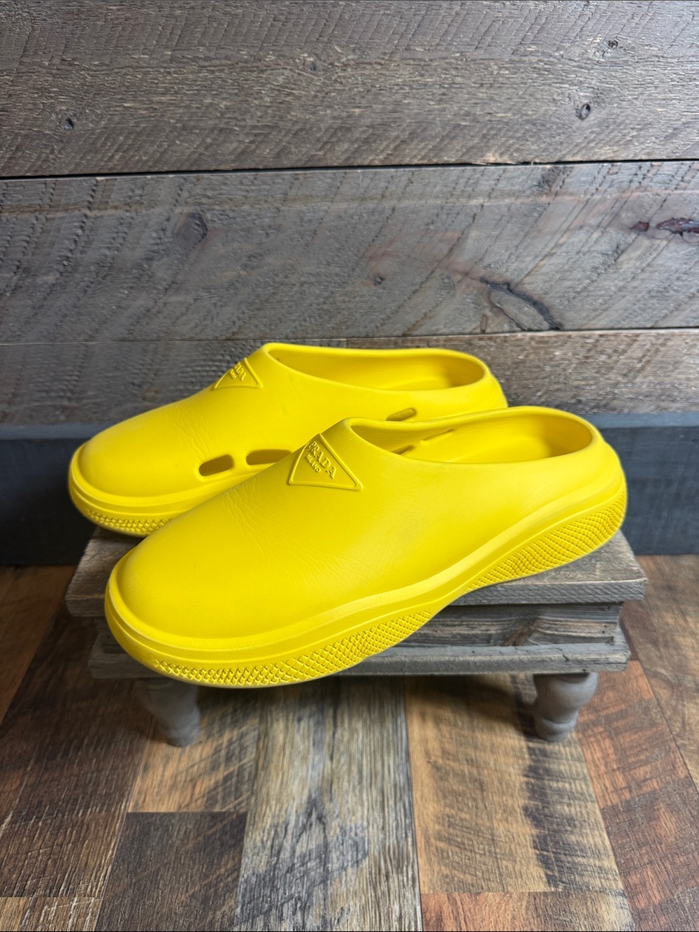 ✨ Prada Yellow Foam Rubber Mules Clogs Sabots Size 41 (US Men's 8 / Women's 10)